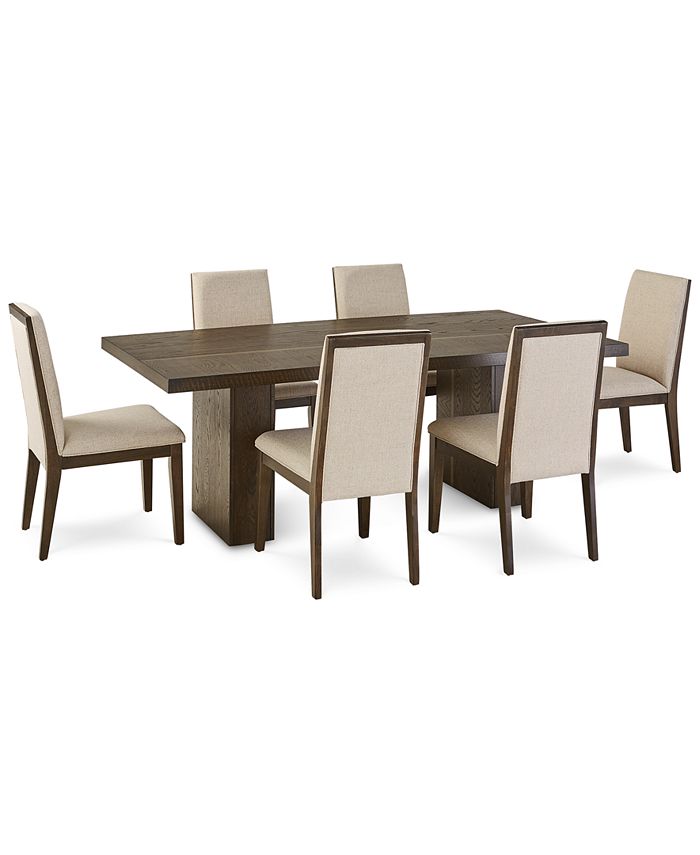 Beckett Pedestal Dining Table 7pc Set (Rectangular Table + 6 Chairs)