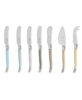 Laguiole Mother of Pearl Cheese Knife and Spreader Set, 7 Piece.