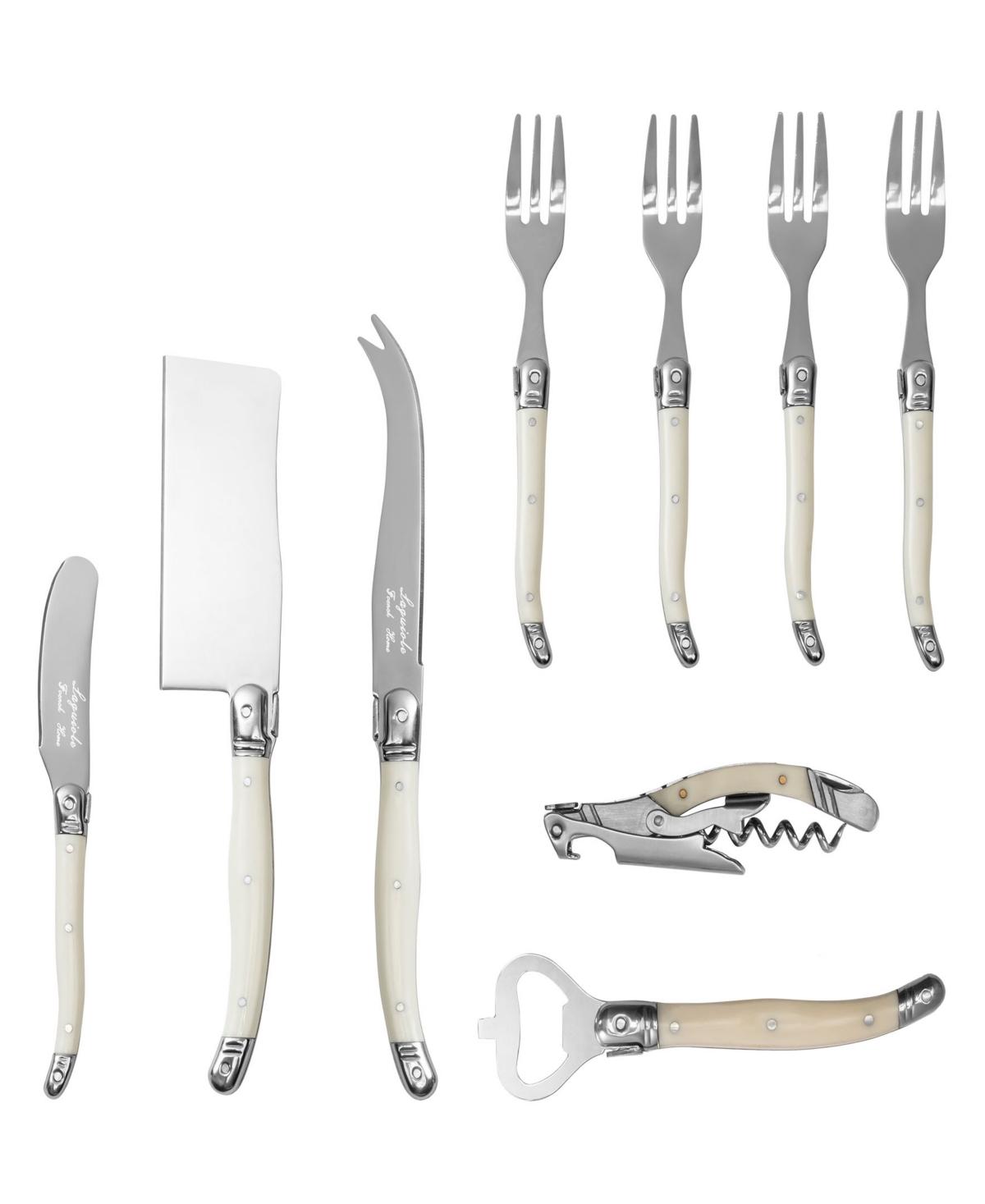 French Home Laguiole Essential 9-Piece Charcuterie and Barware Set with Handles