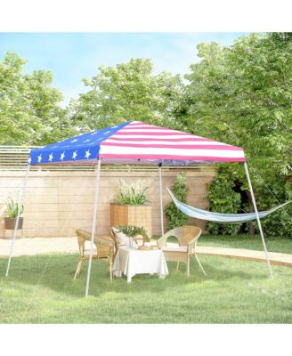 10' x 10' Pop Up Canopy Event Tent with American Flag Roof, Slanted Legs, Easy Height Adjustable for Wedding Party for Patio Backyard Garden