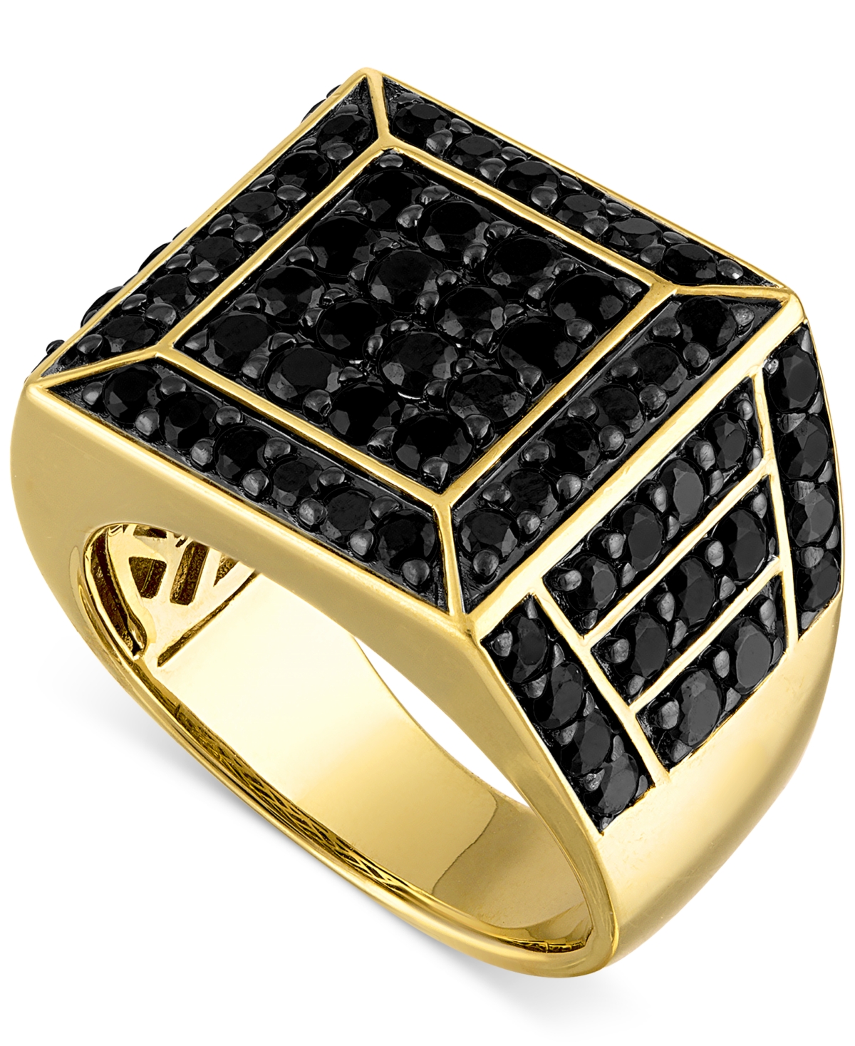 Black Spinel Square Cluster Ring (4 ct. t.w.) in 18k Gold-Plated Sterling Silver, Created for Macy's - Gold Over Silver
