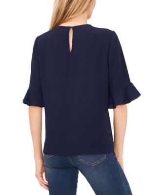 Women's Ruffled-Cuff 3/4-Sleeve Crew Neck Top