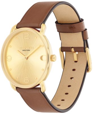 Unisex Elliot Saddle Leather Strap Watch, 36mm