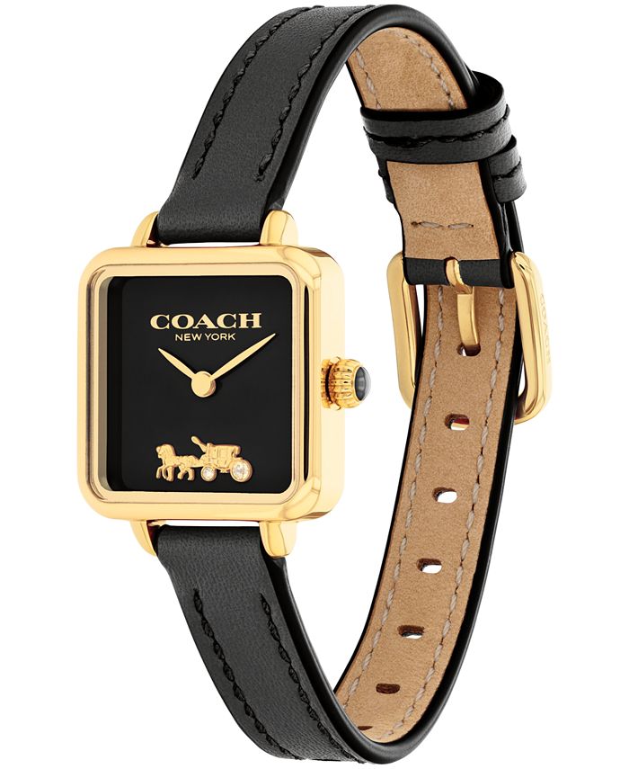 COACH Women's Cass Signature Horse and Carriage Black Leather Strap