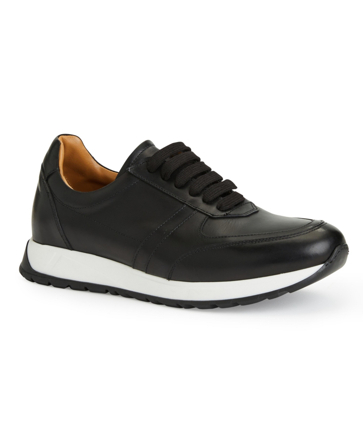 Men's Ace Suede and Leather Athletic Lace-Up Sneakers - Black
