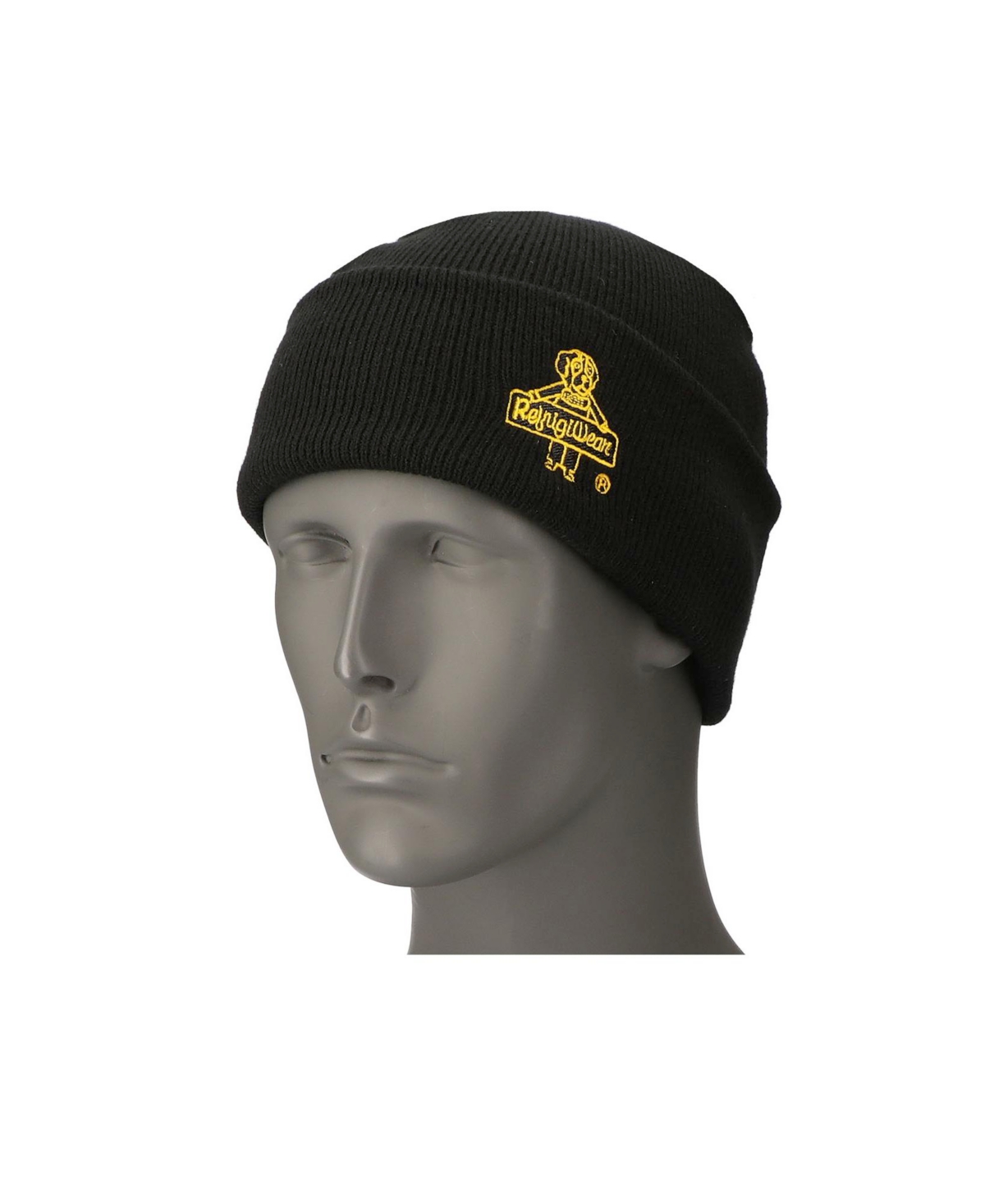 Men's Watch Cap with Logo - Moisture Wicking Cold Weather Beanie - Black