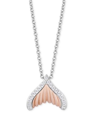 Enchanted Disney Fine Jewelry - Diamond Ariel Mermaid Tail Pendant Necklace (1/6 ct. t.w.) in Sterling Silver & 14k Rose Gold