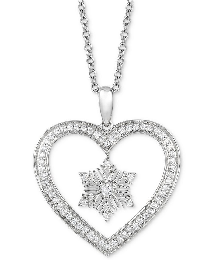 Enchanted Disney Fine Jewelry Diamond Elsa Snowflake Heart Pendant