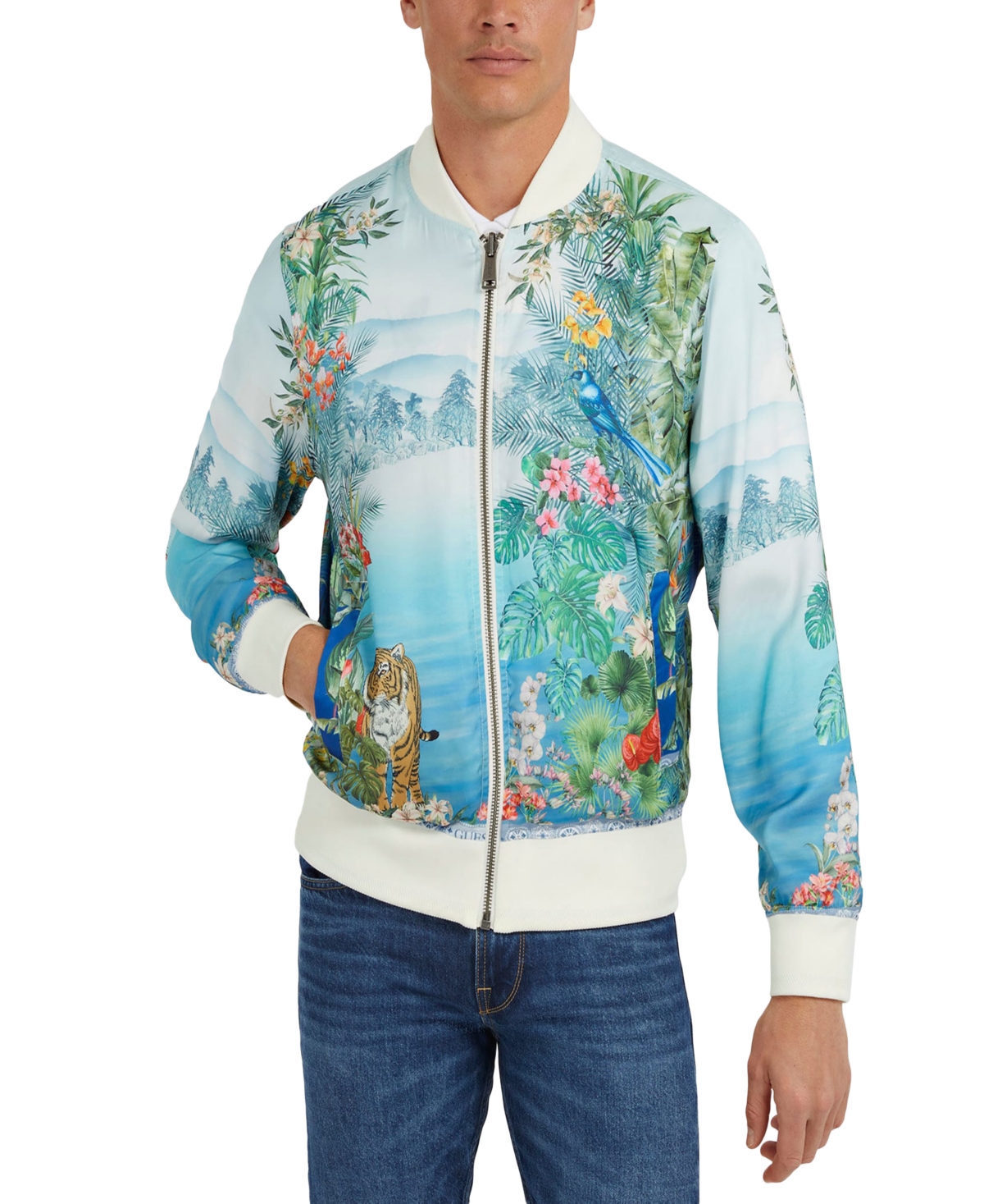 Guess men's bomber jacket best sale with removable hooded inset