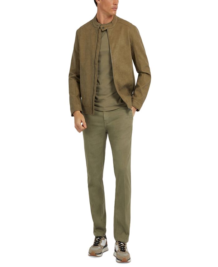 GUESS Men's Faux Leather Biker Jacket Macy's