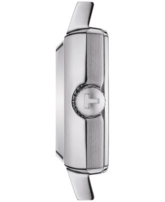 Women's Swiss Lovely Square Diamond Accent Stainless Steel Bracelet Watch 20mm