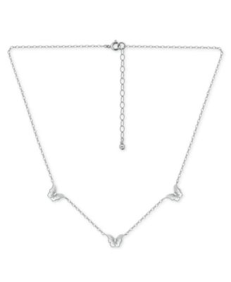 Butterfly Trio Collar Necklace, 16" + 2" extender