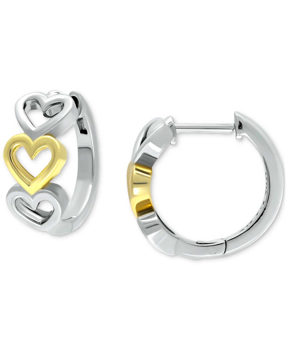 Giani Bernini Open Hearts Small Huggie Hoop Earrings In Sterling Silver & 18k Gold-plate, 1/2", Created For Macy's In Gold Over Silver