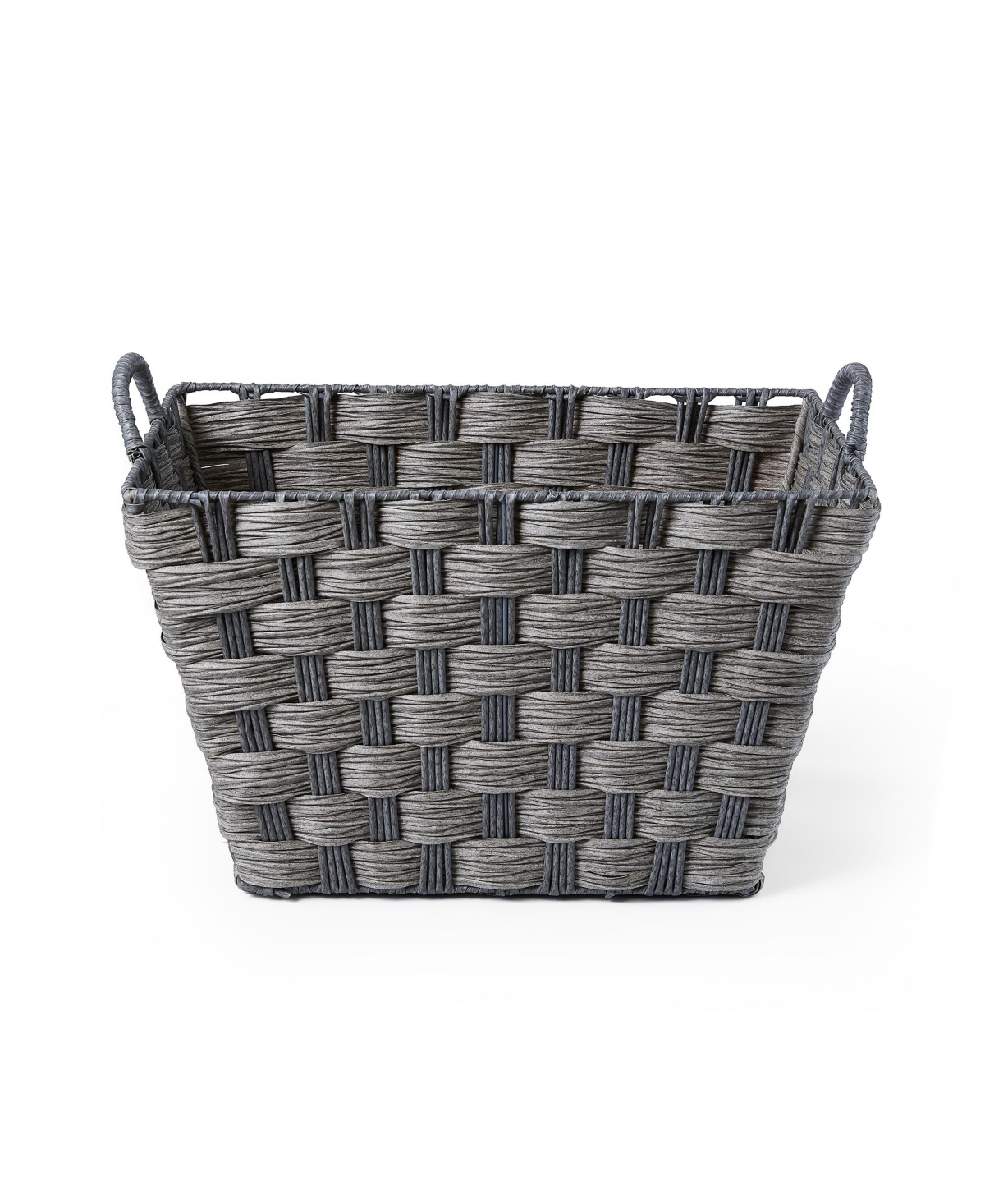 Shop Baum 3 Piece Rectangular Faux Wicker Storage Bin Set In Combo Weave With Cut Out Handles In Gray