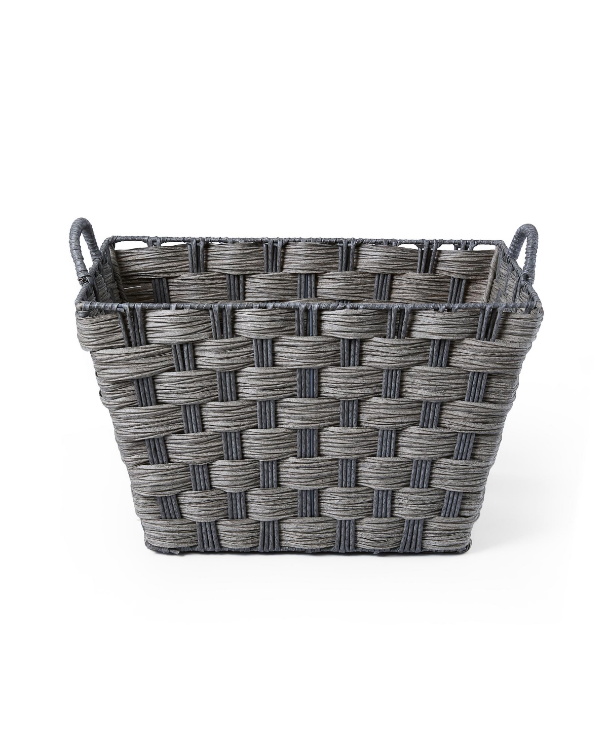 Baum 3 Piece Rectangular Faux Wicker Storage Bin Set in Combo Weave with Cut Out Handles