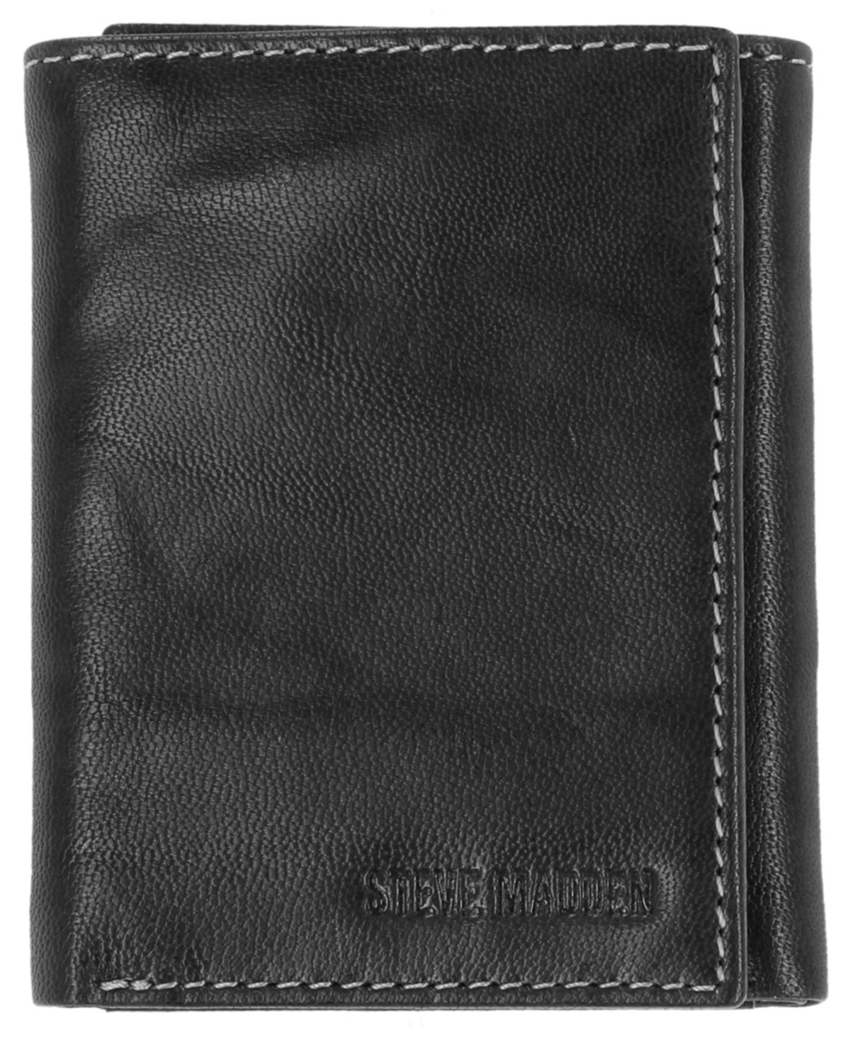 Steve Madden Men's Antique-like Trifold Wallet In Black