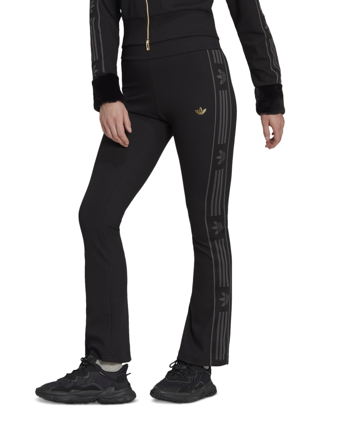 Adidas Originals Originals Women's Ski Chic Rib-knit Flared Pants In Black