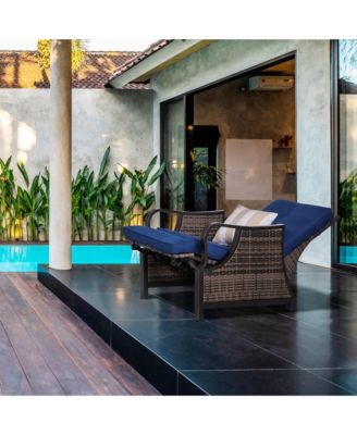 Outdoor Recliner Chair, PE Wicker Furniture, Dark