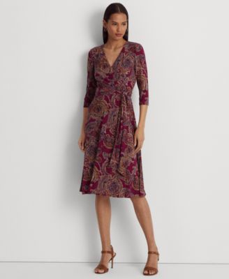 Lauren Ralph Lauren Women's Paisley Surplice Jersey Dress - Macy's