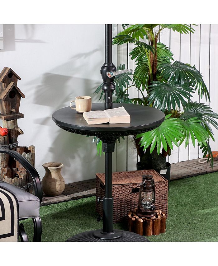 Outsunny 23" Adjustable Umbrella Table Tray, Portable Round Umbrella