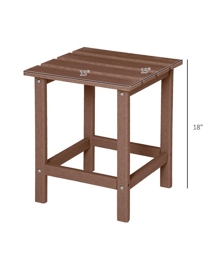 Outsunny Patio Side Table, 18" Square Outdoor End Table, HDPE Plastic