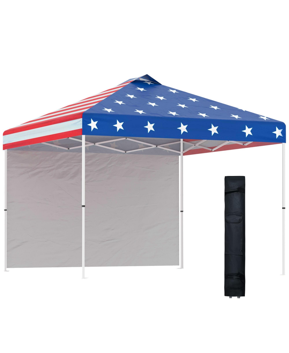 10' Pop-Up Canopy Party Tent with 1 Sidewall, Rolling Carry Bag on Wheels, Adjustable Height, Folding Outdoor Shelter, Multicolored - Blue
