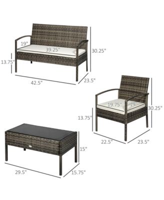 Patio Furniture Set, 4pc w/ Loveseat, Chairs, Table,