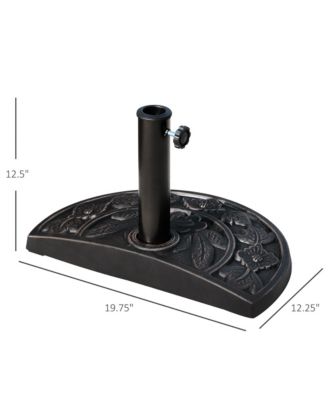 20lbs Half Round Patio Umbrella Base Outdoor Decorative Resin Parasol Stand Holder for 1.5"Dia, 1.9"Dia Pole, for Lawn, Deck, Backyard, Garden, Black