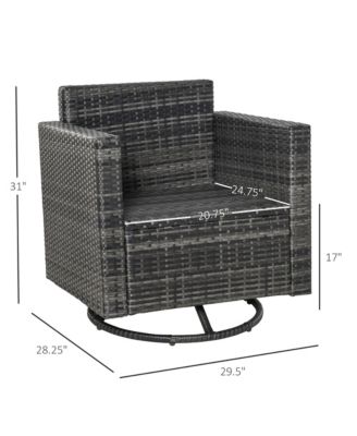 Rattan Wicker Swivel Rocking Chair with Armrest, Soft Thick Cushions, Outdoor Club Chair with Strong Steel Frame for Patio, Lawn, Garden, Yard, Grey