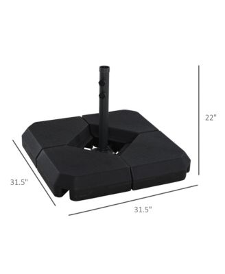 4-Piece Outdoor Patio Offset Umbrella Base Stand Weight Holder w/ Cross Base for Powerful Support, 158lbs Sand or 132lbs Water Filled, Black
