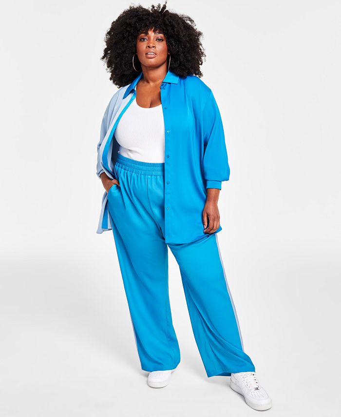 Nina Parker Trendy Plus Size Colorblocked Woven Top - Macy's