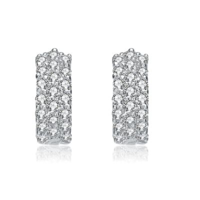 One of a Kind White Gold Plated Cubic Zirconia 13mm Hoop Earrings