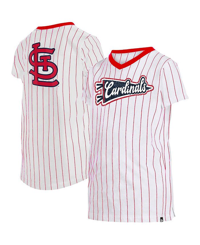 New Era Big Girls White St. Louis Cardinals Pinstripe V-Neck T-shirt -  Macy's