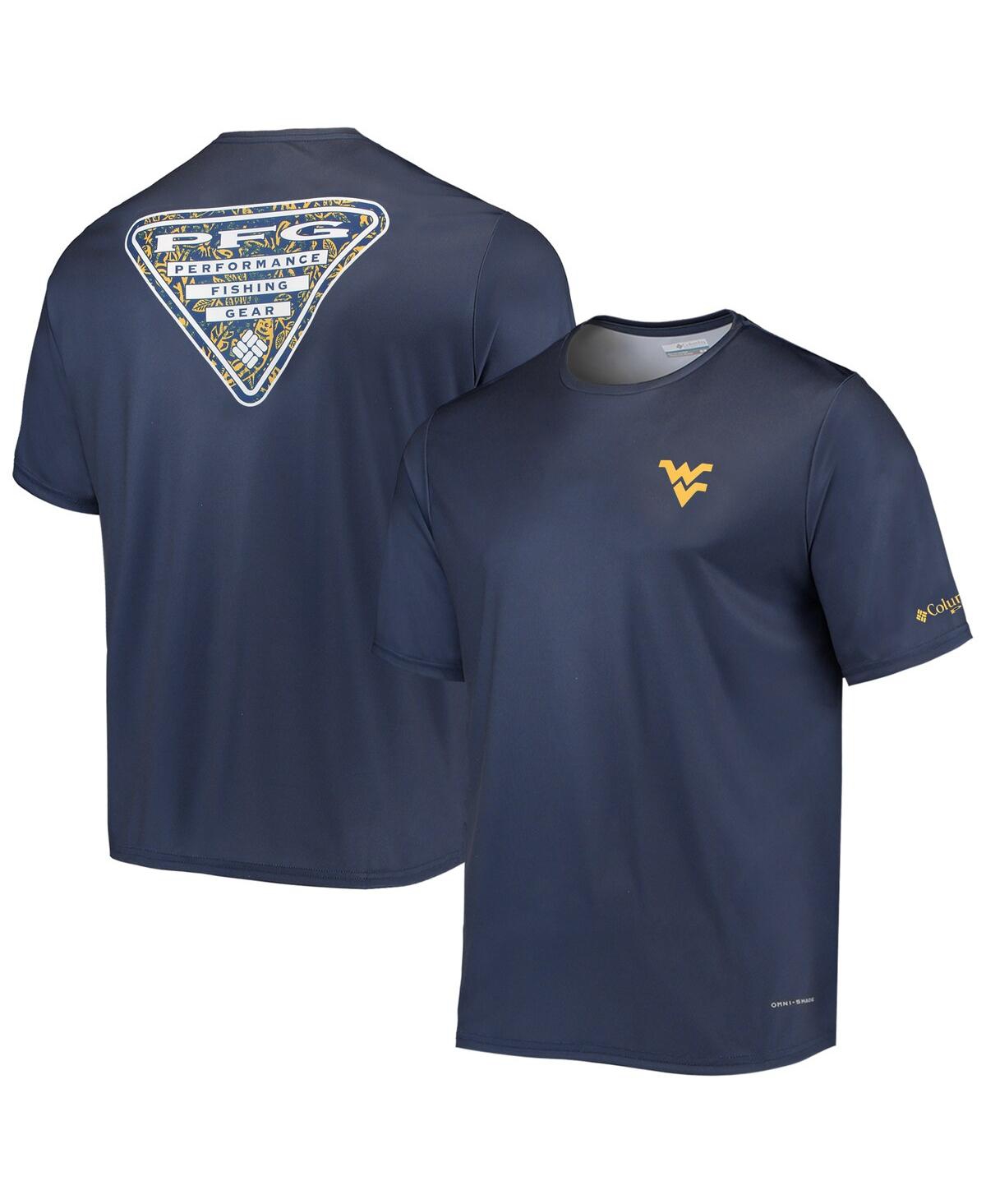 Shop Columbia Men's  Navy West Virginia Mountaineers Terminal Tackle Omni-shade T-shirt