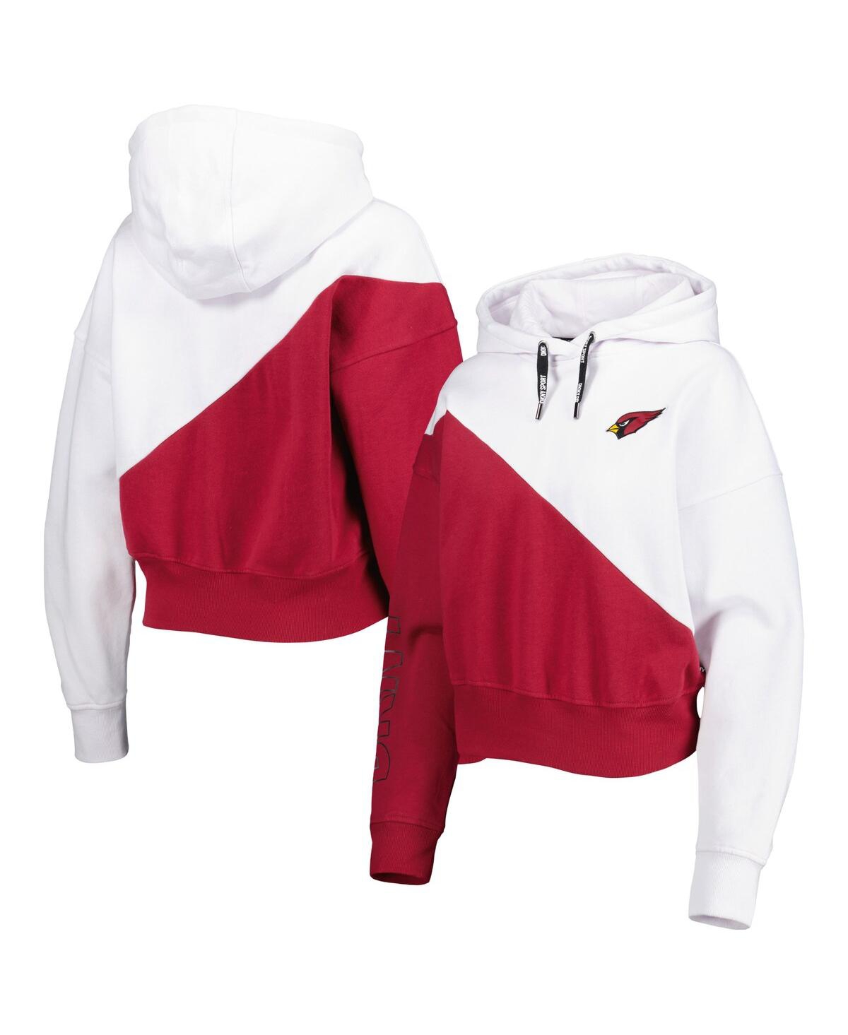 Shop Dkny Women's  Sport White, Cardinal Arizona Cardinals Bobbi Color Blocked Pullover Hoodie In White,cardinal
