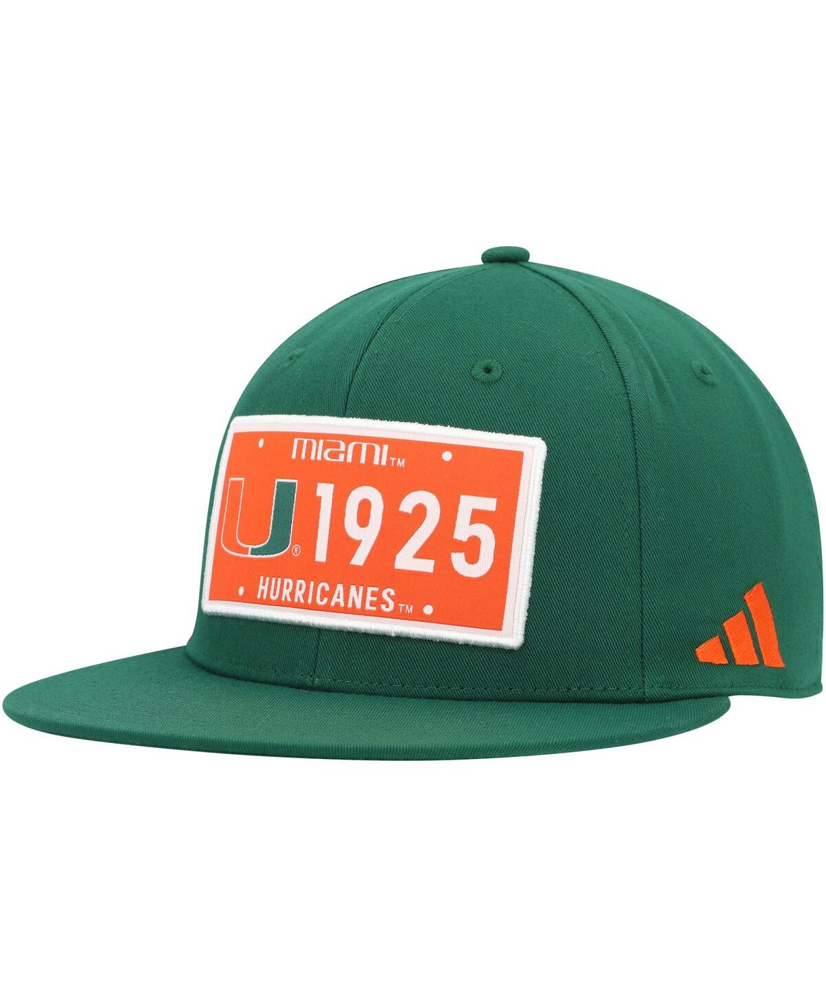 Shop Adidas Originals Men's Adidas Green Miami Hurricanes Established Snapback Hat
