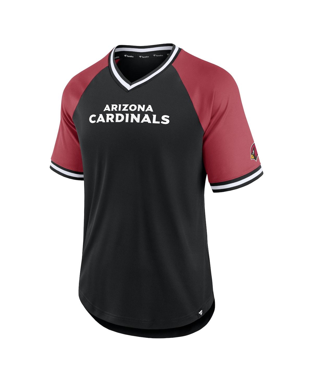 Shop Fanatics Men's  Black, Cardinal Arizona Cardinals Second Wind Raglan V-neck T-shirt In Black,cardinal