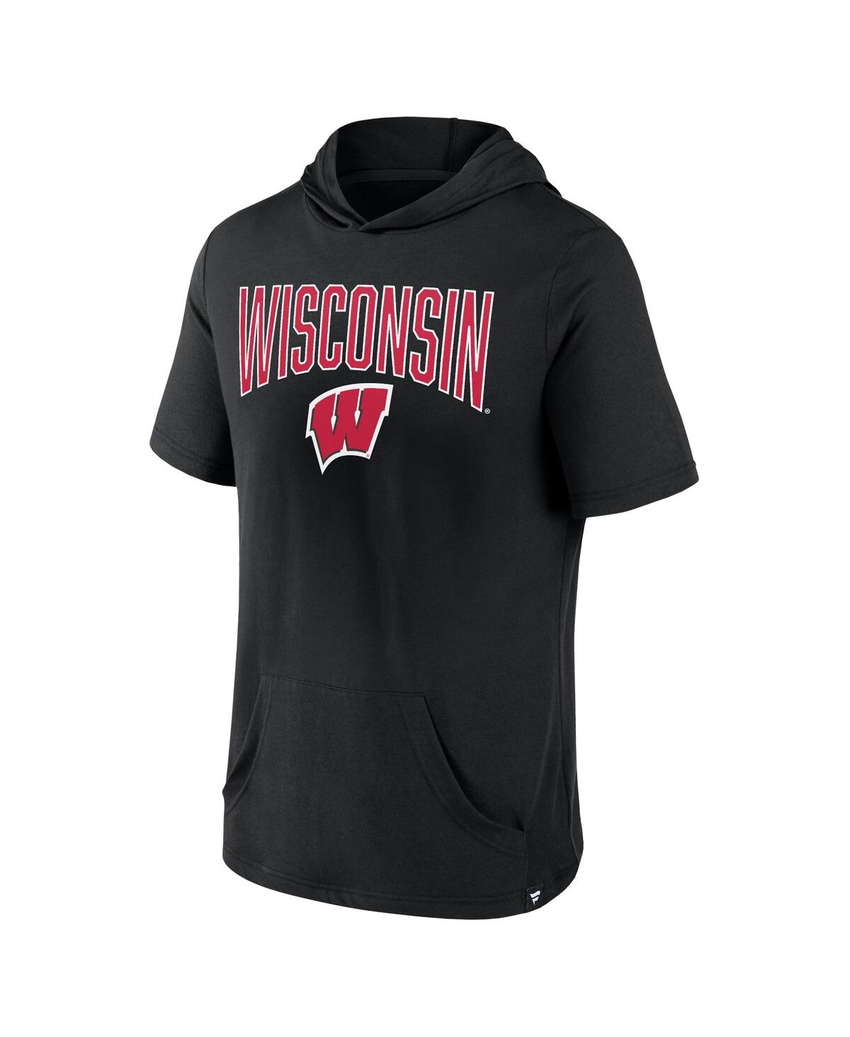 Men's FanaticsWisconsin Badgers Outline Lower Arch Hoodie T-shirt - Black