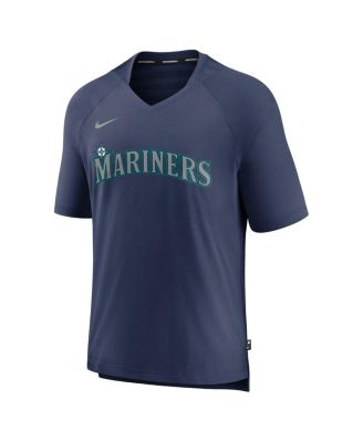 Men's Navy Seattle Mariners Authentic Collection Pregame Raglan Performance V-Neck T-shirt