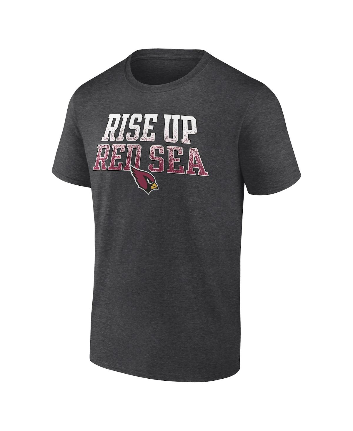 Fanatics Branded Heathered Charcoal Arizona Cardinals Big & Tall Rise Up Red Sea Statement T-shirt In Heathered Charcoal