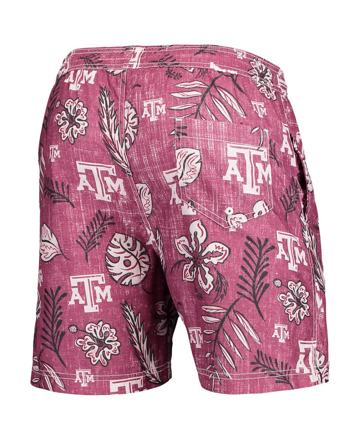Wes & Willy Men's Maroon Mississippi State Bulldogs Floral Volley Logo Swim Trunks In Maroon