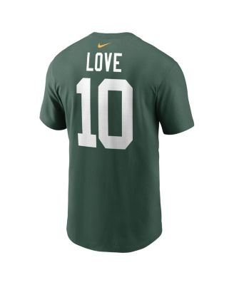 Men's Jordan Love Green Green Bay Packers Player Name and Number T-shirt