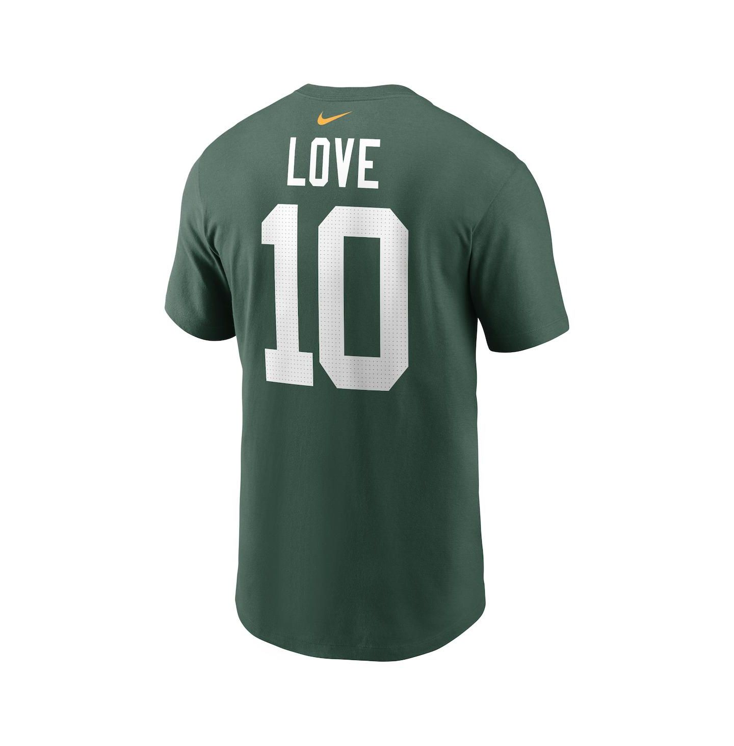Мужская футболка Nike Jordan Love Green Green Bay Packers Player Name and Number — фото 4