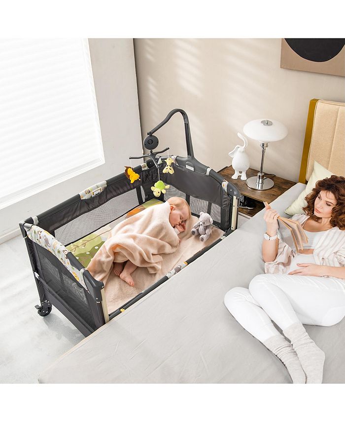Costway Baby Bedside Sleeper Portable Baby 4in1 Rolling
