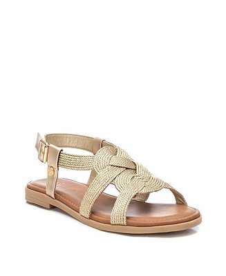 XTI Women's Braided Flat Sandals By Gold - Macy's