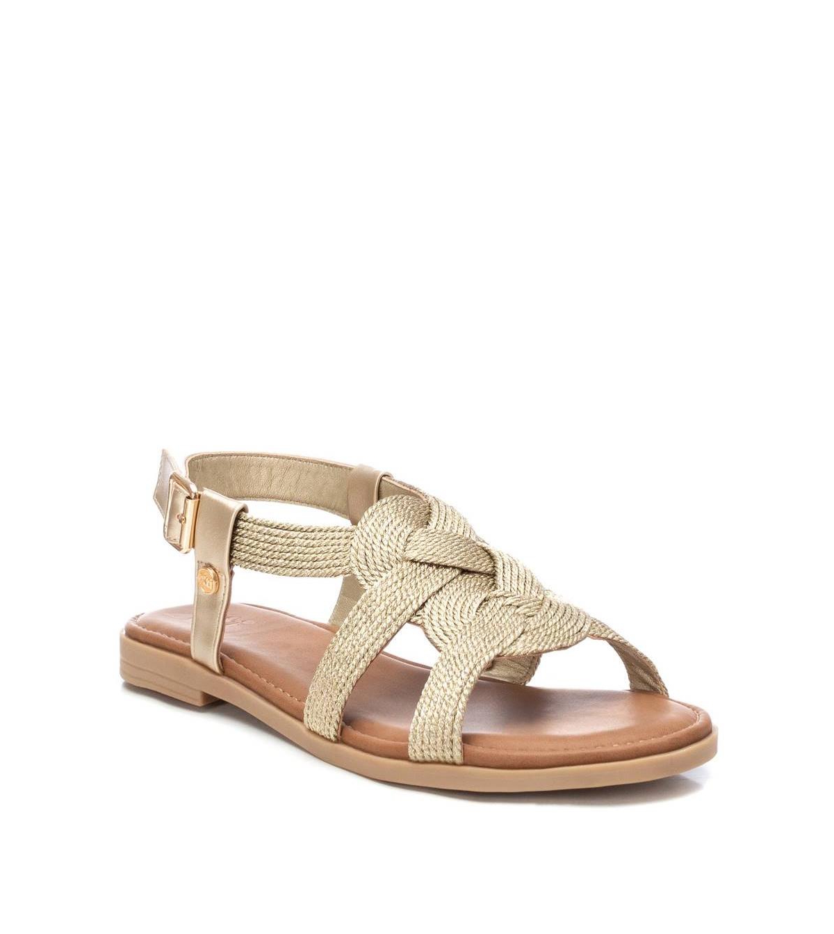 Women's Braided Flat Sandals By Xti, Gold - Gold