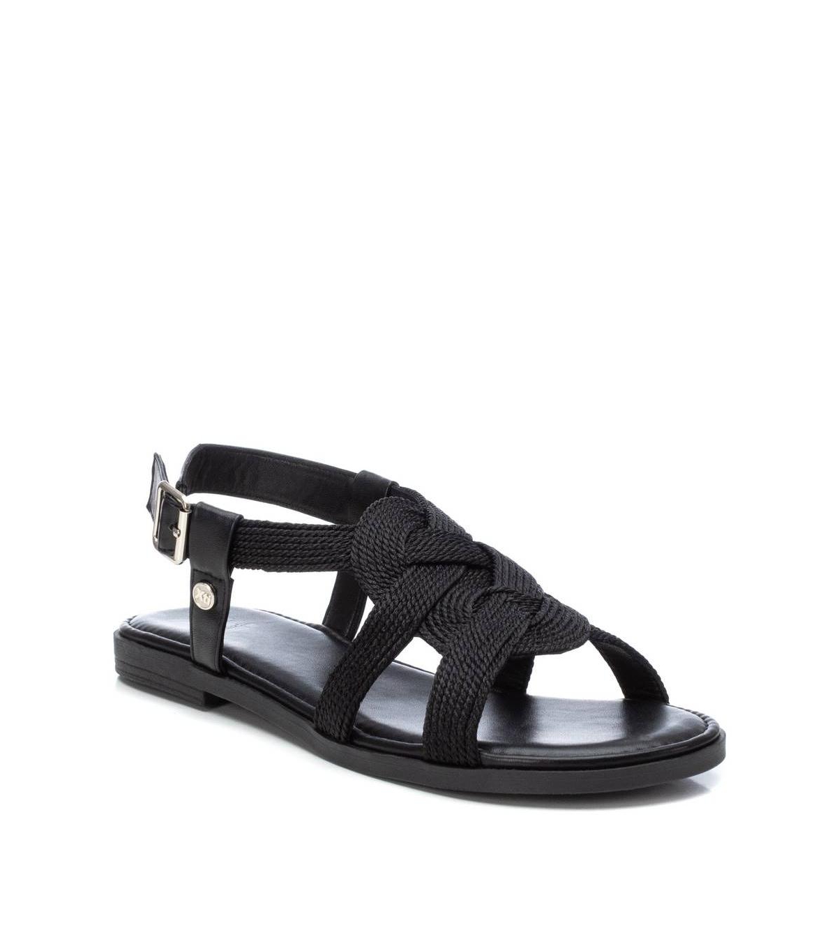 Women's Braided Flat Sandals By Xti, Black - Black