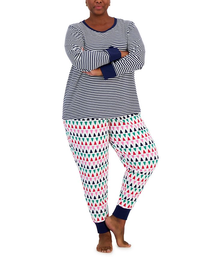 Family Pajamas Matching Plus Size Holiday Tree Mix It Pajamas Set