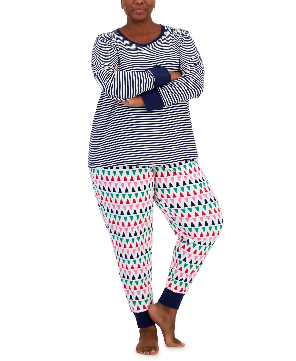 Matching Family Pajamas Plus Size Holiday Tree Mix It Pajamas Set, Created for Macy's - Multi Trees