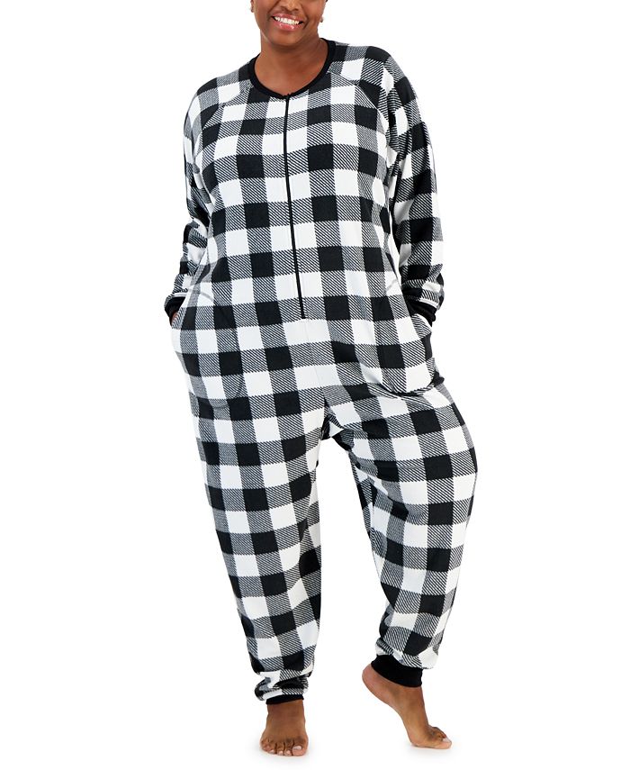 Family Pajamas Matching Plus Size Checkered One-Piece Pajamas, Created ...
